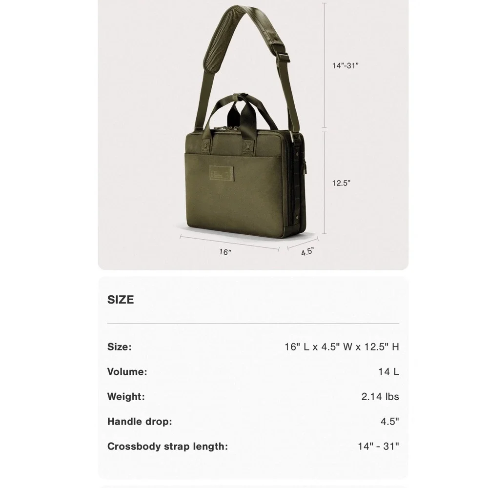 Dagne Dover Unisex Berlin Travel Brief Ash Grey Like New